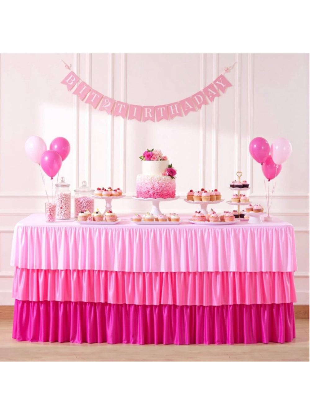 6 Ft Ruffle Pastel Pink Ruffle Table cloth